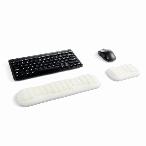 UnivoColors Compact-Sized Keyboard & Mouse Wrist Rest Set-Ergonomic 3.0 Upgrade with Wave Curve Support,Non-Slip Base,Perfect for Work & Gaming(Ivory)