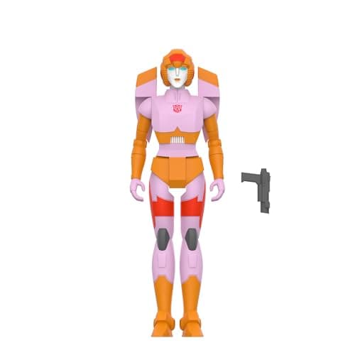 Super7 Transformers Arcee (Pink & Orange) - 3.75" Transformers Action Figure with Accessory Classic Cartoon Collectibles and Retro Toys