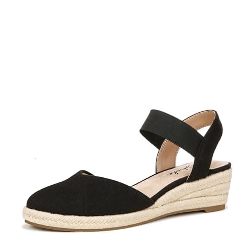 LifeStride Womens Kimmie Wedge Espadrilles Black 9 M