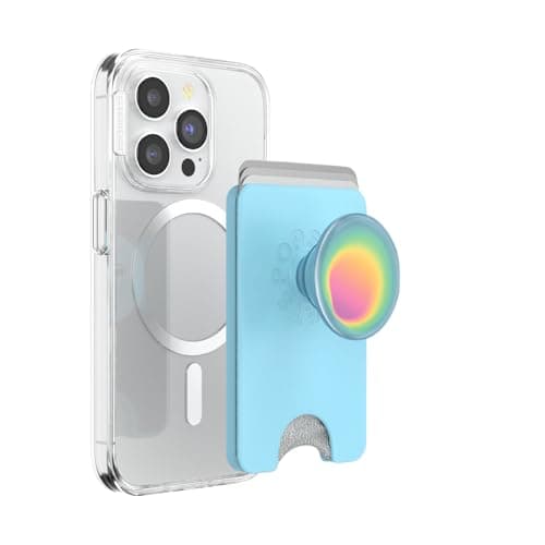 PopSockets Phone Wallet for MagSafe, Phone Card Holder with Grip, Light Blue - Butterfly Pea Blue