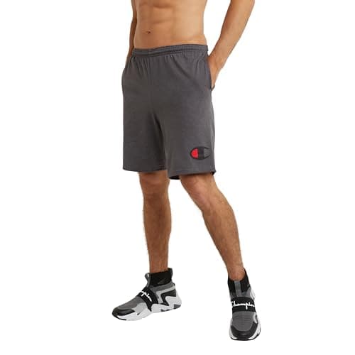 Champion Men's Graphic Jersey Short, granite Heather, Small