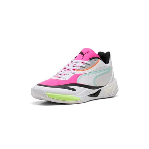 Puma Men's All-Pro Nitro Basketball Shoes, White-Mint Melt-Fluro Pink PES AH25, 11