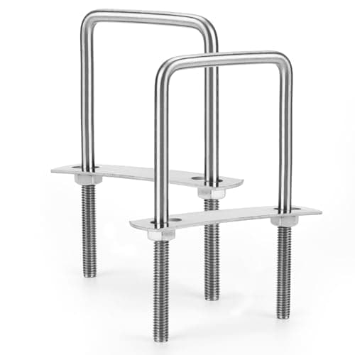 Sieqioor 2 Sets M6 Square U-Bolts 304 SS 50x80mm with Nuts & Bolt Plates
