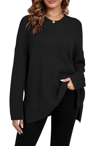 Zyyfly Womens Oversized Sweater Tunic Plus Size Maternity Clothes Chunky Long Poncho Pullover Big Sweaters for Women Black XXL