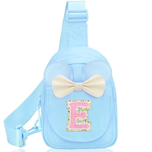 Small Sling Bags for Toddler Girls Kids - Personalized Initial Fanny Pack Belt Bag for Gifts Kids Crossbody Shoulder Bags Blue E