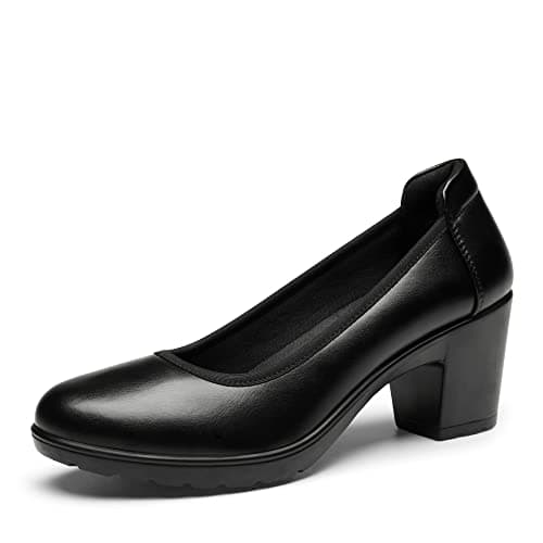 DREAM PAIRS Women's Chunky Closed Toe Low Block Heels Work Pumps Comfortable Round Toe Dress Wedding Shoes Nereida,Size 5.5,Black,SDPU2230W