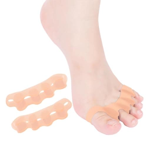 HLOES 2PCS Toe Spacers for Women and Men, Toe Separators for Pedicure, Bunion Corrector, Hammer Toe Straightener, Plantar Fasciitis, Toe Spreaders for Foot Pain Relief and Foot Health. (1, Beige)