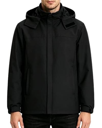 ACCNUO Men's Waterproof Rain Jacket Lightweight Raincoat & Windbreaker with Detachable Hood for cycling Hiking Travel