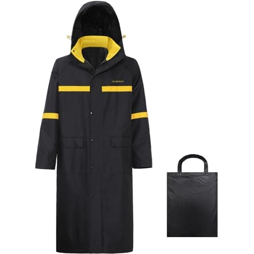 GUARDWAY Long Rain Coats for Men Waterproof Hooded Rain Jacket Adult Poncho