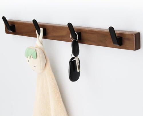 IURRDOP Coat Rack Wall Mount, 17" Walnut Wood Coat Hanger