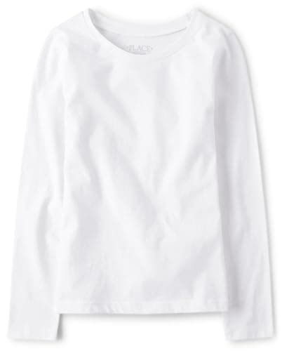 The Children's Place Girls Basic Long Sleeve Layering Tees White XX-Large