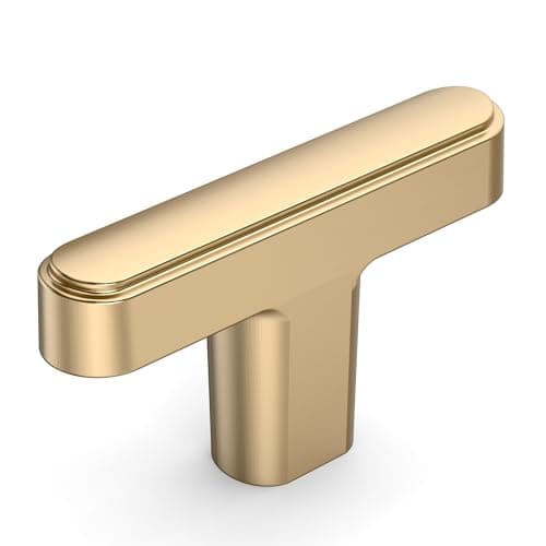 Amerdeco 10 Pack Champagne Bronze Cabinet Knobs 1.46 Inch(37mm) Single Hole Cabinet Handles Rectangle Drawer Knobs and Pulls for Bathroom Cabinets