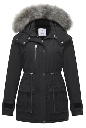 GGleaf Women's Quilted Winter Coat Warm Puffer Jacket Thicken Parka with Removable Hood Dark Grey Small