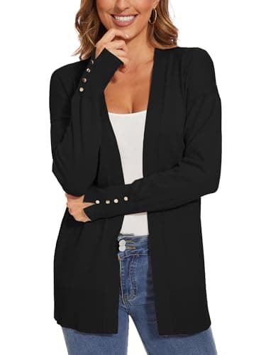 Spicy Sandia Women’s Open Front Drop Shoulder Cardigan Sweaters Black S