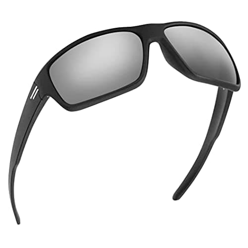 TOROE FIELD Polarized Sunglasses - Matte Black - White Emblem - Silver CAT3