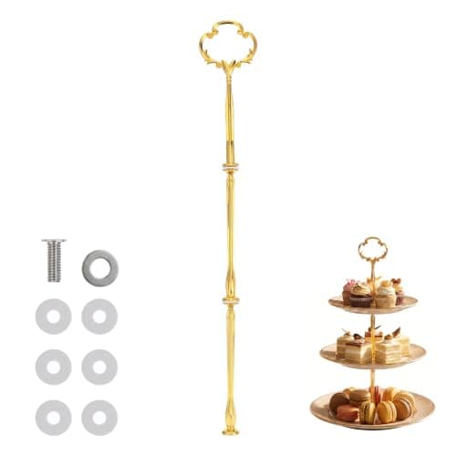Chsoejuf 3 Tier Gold Cake Stand Hardware Kit Flower Tiered Tray Handles