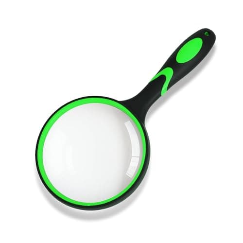 Magnifying Glass Handheld Reading Magnifier for Seniors - 100MM Real Glass Magnifying Lens for Book, Newspaper Reading, Insect and Hobby Observation, Science (Green)