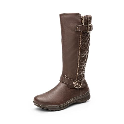 DREAM PAIRS Women's Faux Fur Knee High Boot Round Toe Fall Winter Boots,Size 9.5,BROWN,URVA