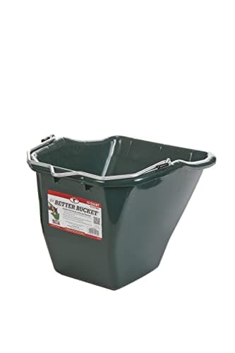 Little Giant® Plastic Better Bucket | Horse Feed Pail | Ergonomically Designed | Flat Back Bucket | Made in USA | 10 Quarts | Green