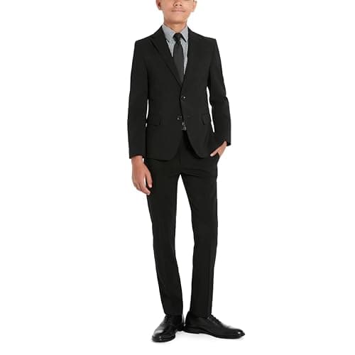 Kenneth Cole Reaction Boys Slim Fit 2-Piece Formal Suit, Black, 18R