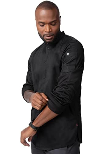 Chef Works Men's Tulum Chef Coat, Black, Large