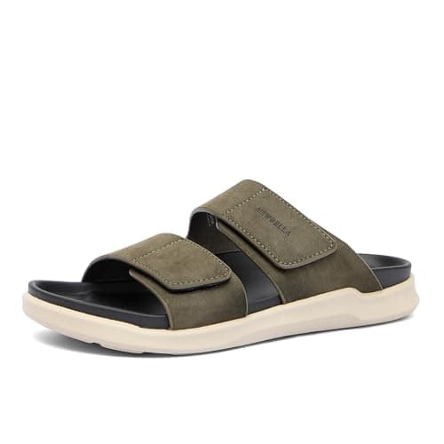 NEWBELLA Men's Slide Sandals with Arch Support - Lightweight Quick-Dry Beach Slippers, Comfortable Shower Shoes & Pool Slides for Indoor/Outdoor Wear