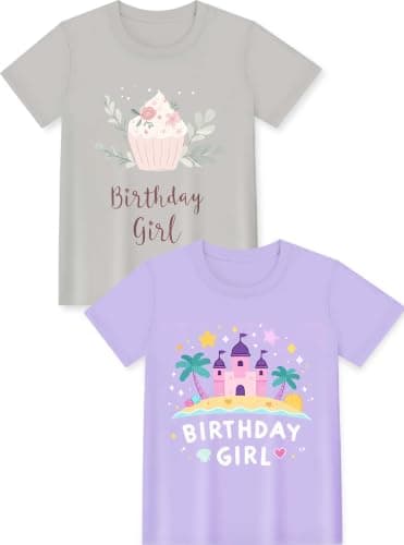 Girls Tees Little Kids T Shirt Soft Fitted Top Birthday Grey Purple Size 2T