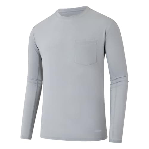 Aoluyard Men's Long Sleeve Sun Protection Pocket Shirts UPF 50+ Rash Guard Shirt for Fishing Running Workout Lightweight Quick Dry Coolgrey 2XL
