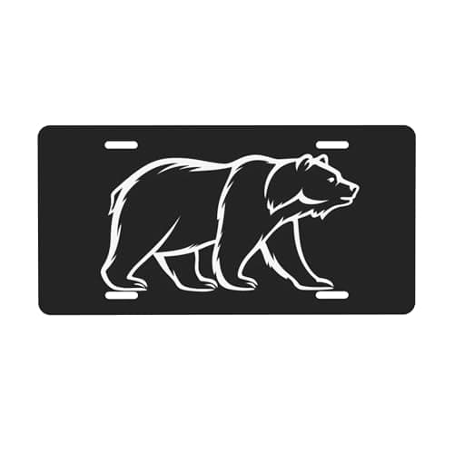 License Plate Black Bear Front License Plate with 4 Holes Rust-Free Fade Resistant Aluminum Metal Decorative Car Plates Novelty Decor Vanity Tag for Trucks,SUVs,6×12 Inch,B-11