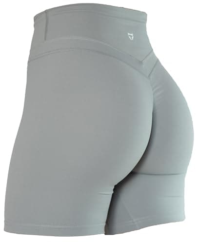 TomTiger Yoga Shorts for Women Tummy Control High Waist Biker Shorts Exercise Workout Butt Lifting Tights Women's Short Pants (Neutral Gray, XL)