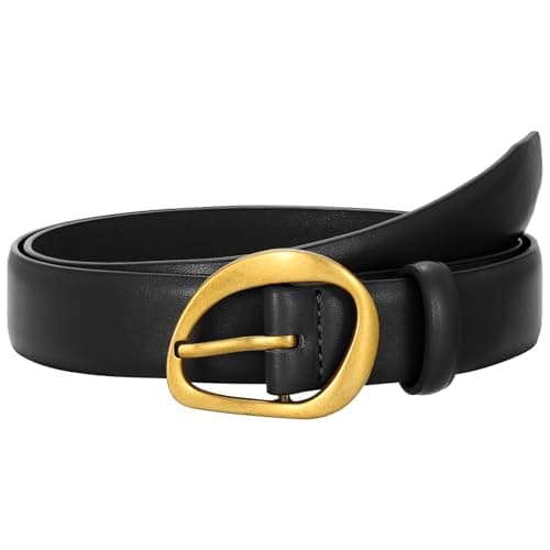 SUOSDEY Women Leather Belt for Jeans Pants, Fashion Dress Waist Belt with Gold Buckle gold black