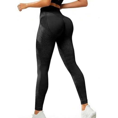 Anti Cellulite Compression 3D Leggings with Resistance Band for Women Butt Lifting High Waisted Tummy Control Seamless Yoga Pants Gym Workout Lipedema Compression Lymphatic Body Sculpting Black