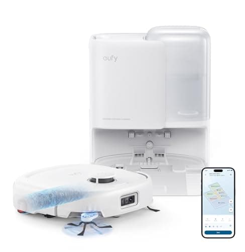 eufy Robot Vacuum E25, HydroJet System with Roller Mop, 20,000 Pa Turbo Suction, All-in-One Robot Vacuum and Mop Combo, Edge-to-Corner Cleaning, Zero-Tangle Design, AI Obstacle Avoidanced, White