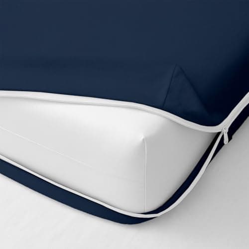 KRISHNA 1 Piece Zipper Fitted Mattress Encasement Sheet, Hotel Quality Soft Brushed Microfiber, Fits Upto 15 Inch Deep Mattresses, Shrink & Fade Resistant Easy Care, King 78" x 80", Navy Blue
