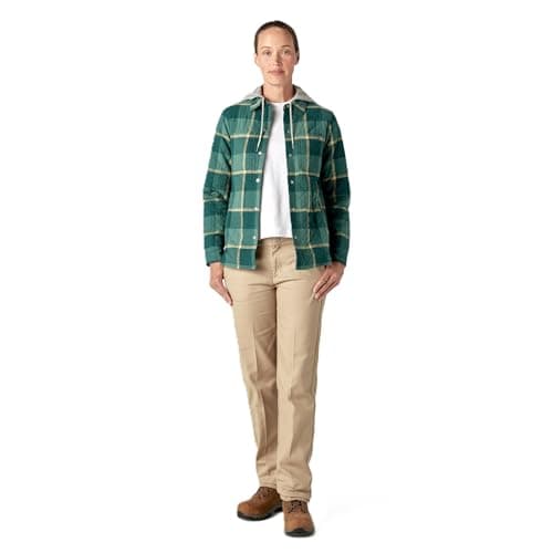 Dickies Women’s Flannel Hooded Shirt Jacket, MALLARD CAMPSIDE PLAID, L