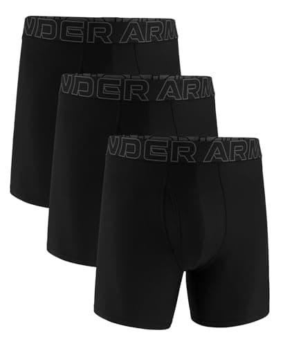 Under Armour Men's Performance Tech Boxerjock Brief Underwear, 6" Inseam, Ultra-Soft, 3-Pack, Black Solid, Large