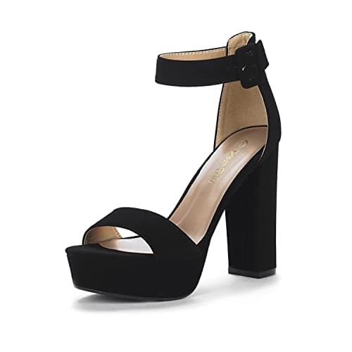 DREAM PAIRS Womens HI-LO High Heel Platform Pump Sandal Orinthia,Size 5.5,Black/Nubuck,HI-LO