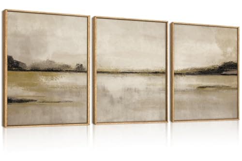 KAIRNE Neutral Abstrcat Landscape Framed Canvas Wall Art Set-12"x16"x3