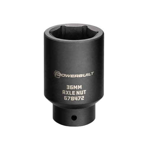 Powerbuilt 1/2-inch Drive Axle Nut Socket, 36mm 6 Point Extra Deep, Remove Front Wheel Drive Axle Shaft Nuts, Pin Hole - 648472, Black