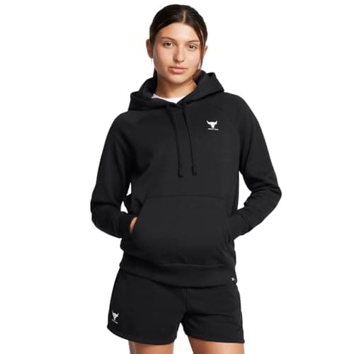 Under Armour Womens Project Rock Rival Fleece Hoodie, (001) Black / / White, Small