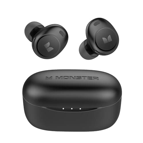 Monster Wireless Earbuds,5.3 in-Ear Headphones Bluetooth Headphones Touch Control with Charging Case, Bluetooth Earbuds,32H Play Black