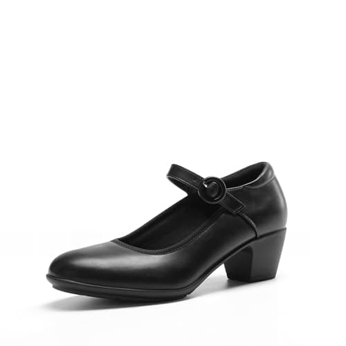 DREAM PAIRS Mary Jane Shoes Women Low Chunky Heels Closed Toe Pumps Comfortable Work Business Dress Shoes,Size 7,Black,DWUMPU2549