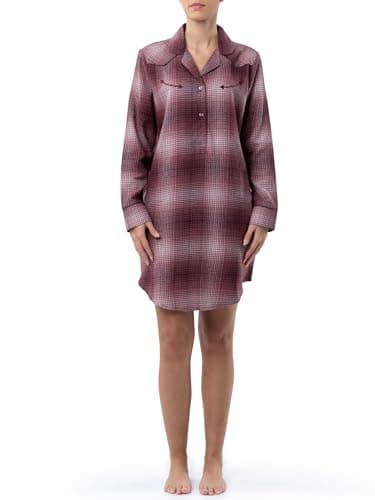 Wrangler Women's Mid-Length Flannel Sleep Shirtdress, Ombre Plaid, 4X