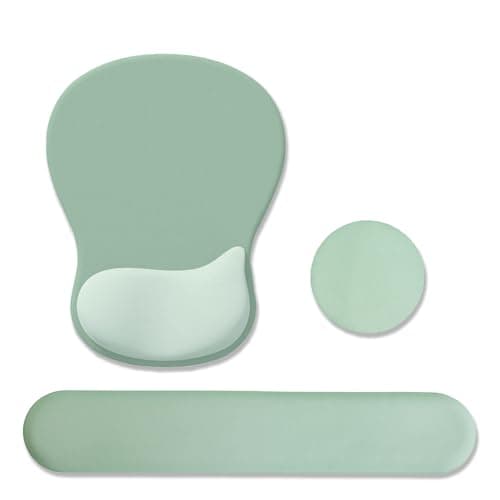 Gel Mouse Pad with Wrist Rest, Ergonomic Office Keyboard Wrist Rest and Mousepad with Wrist Support, Computer Mouse Pad with Non-Slip PU Base and Desk Accessories Mat for Home & Gaming, Green