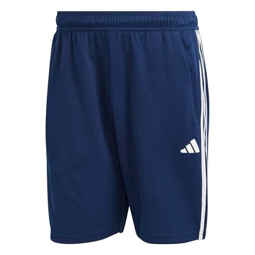 adidas Men's Essentials Pique 3-Stripes Training Shorts, Dark Blue/White, X-Large