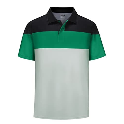 TIHEEN Mens Polo Shirts Short Sleeve Big and Tall Golf Shirt,Gray Green,L