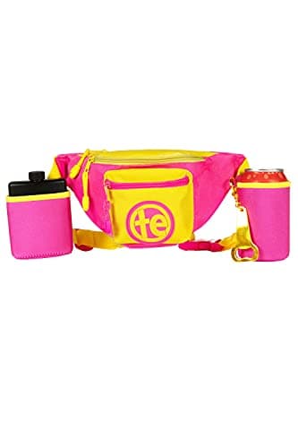 Tipsy Elves Pink Lemonade Fanny Pack w/Drink Holder - Retro Neon Adjustable Belt Waist Packs - Secure Zipper Pocket for Storing Essentials