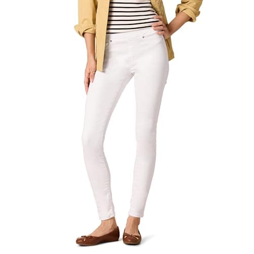 Amazon Essentials Women's Mid-Rise Stretch Pull-On Jegging, White, 12 Long