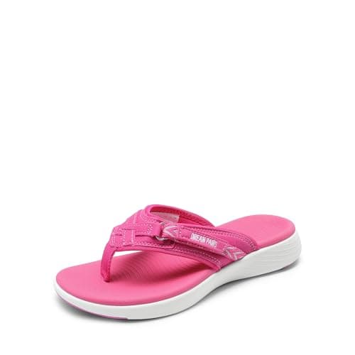 DREAM PAIRS Women's Arch Support Flip Flops Comfortable Thong Sandals,Size 5,Hot Pink,BREEZE-1