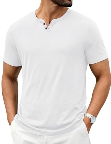 COOFANDY White T Shirts for Men Short Sleeve Classic V Neck T-Shirt Casual Summer Basic Tee Shirt